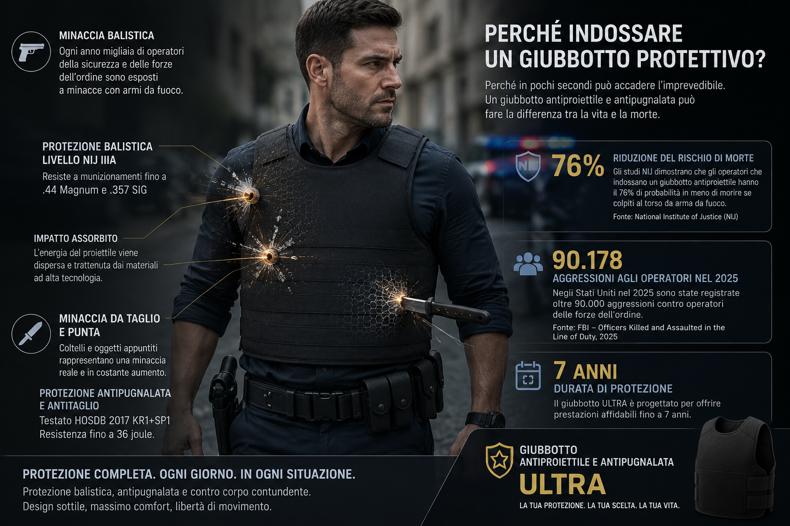 Giubbotto antiproiettile e antipugnalata ULTRA